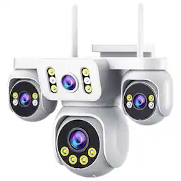 Cluzine - 20MP 360° PTZ Wireless Security Camera,4-Lens 4G Outdoor IP67, Auto Tracking Motion Detection with Siren