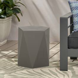 Mondawe - Modern Pentagon Outdoor Side Table - Light Gray