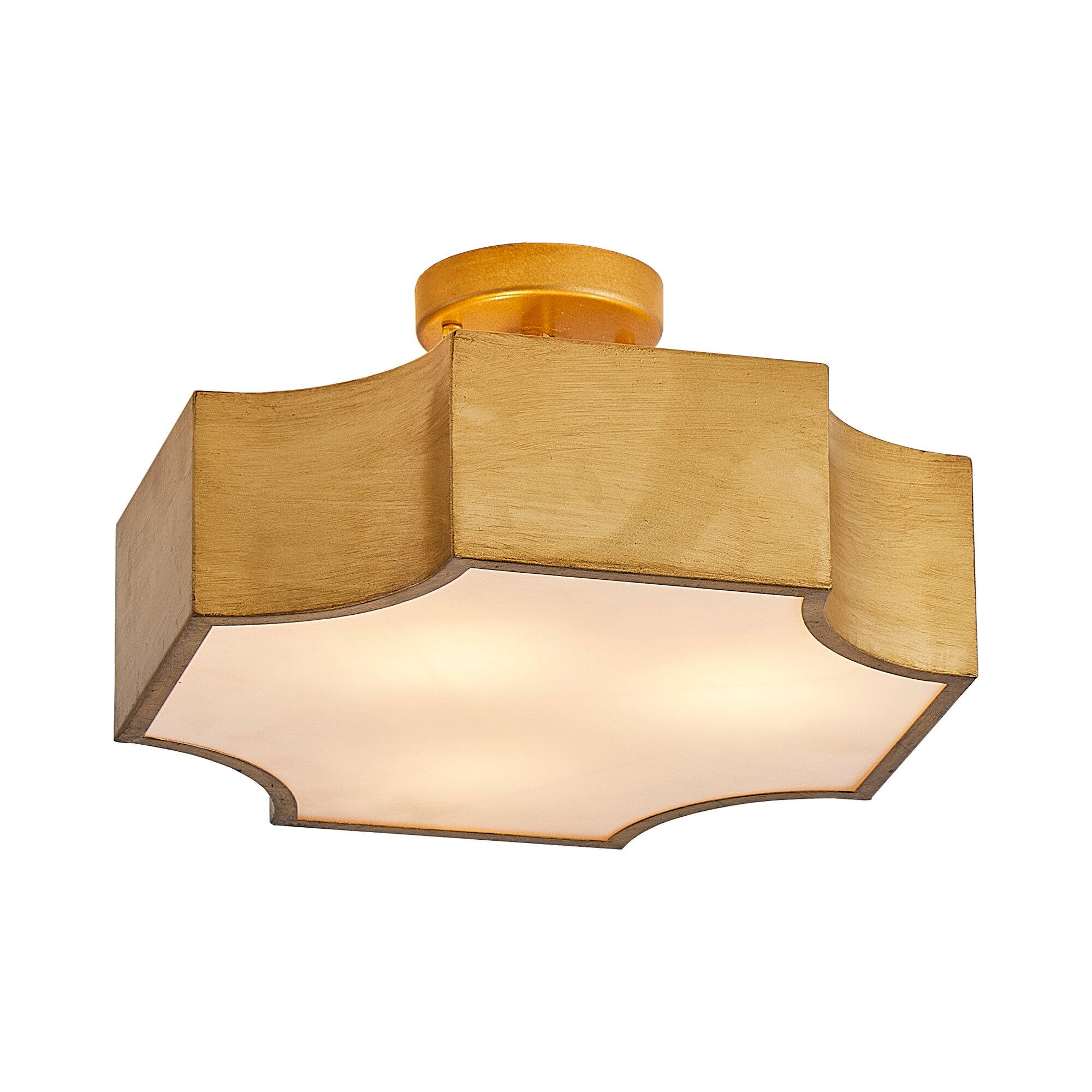 Alt View 4. Parrot Uncle - 15" Modern Gold Metal 3-Light Semi-Flush Mount Ceiling Light for Hallway and Entryway - Gold.