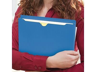 Alt View 5. Smead -  Paper Stock File Jackets, Reinforced Straight Cut Tab, 2" Expansion, Letter Size, Blue, 50/Box  - Blue.