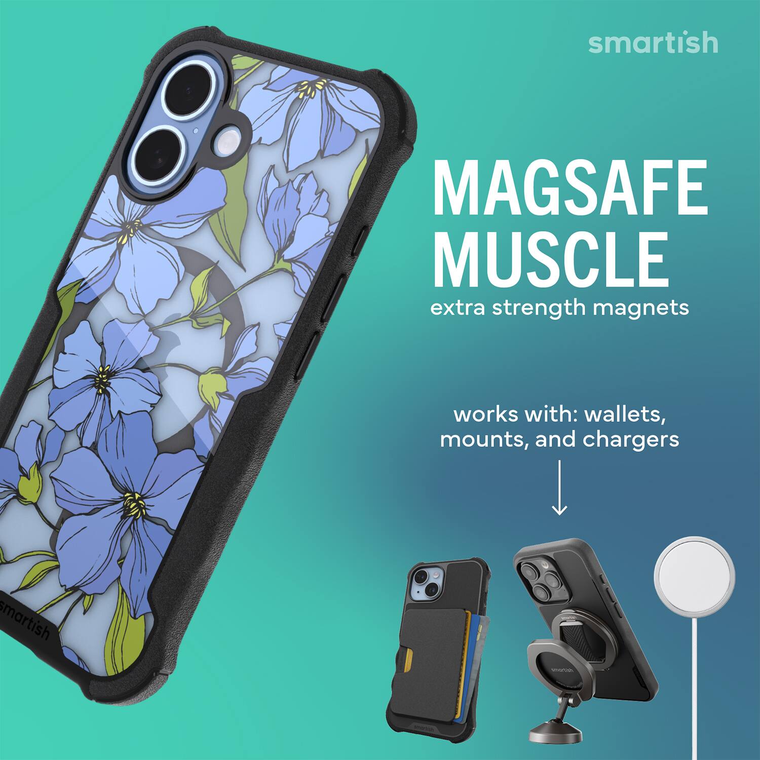 smartish MAGSAFE MUSCLE extra strength magnets works with: wallets, mounts, and chargers