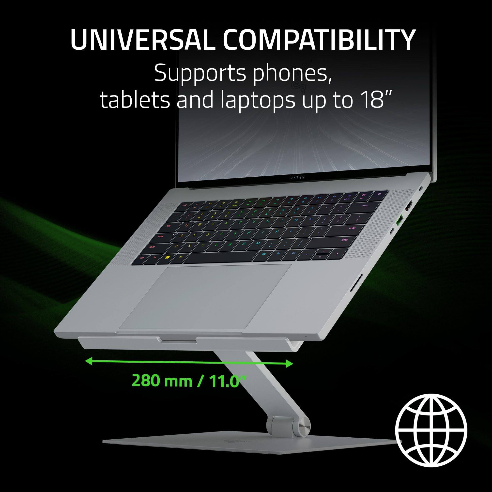 UNIVERSAL COMPATIBILITY  
Supports phones, tablets and laptops up to 18"  
280 mm / 11.0"