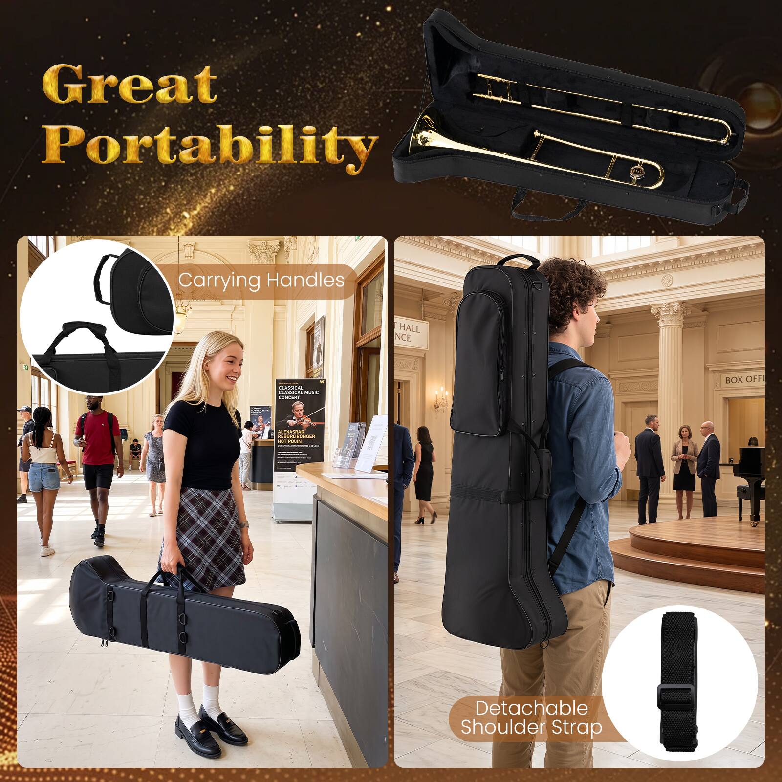 Great Portability  
Carrying Handles  
HALL OF FAME  
CLASSICAL MUSIC  
BOX OFFICE  
CLASSICAL MUSIC  
ALEXANDER MOLINARI  
HOT PIANO  
Detachable Shoulder Strap
