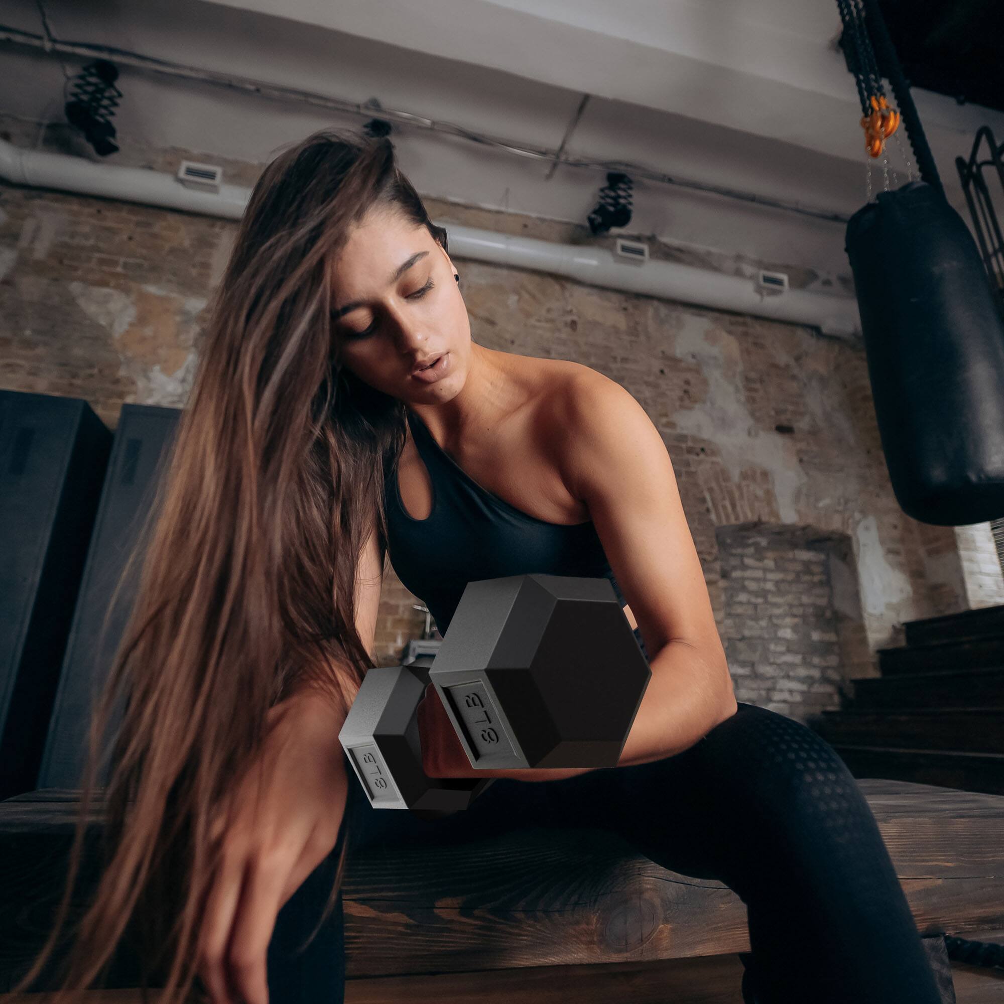 Alt View 3. BalanceFrom Fitness - BalanceFrom Signature Alloy Steel Rubber Encased Hex Dumbbell Set, Black - Black.