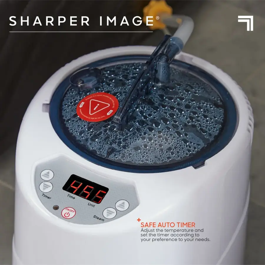 Sharper Image g-Timer H  Time Unit ON/OFF Steam + SAFE AUTO TIMER Adjust the temperature and set the timer according to your preference to your needs.