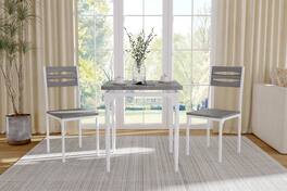 Homhougo - Dining Table Set for 2, 3 Piece Dining Table and Chairs Set of 2 - Gray