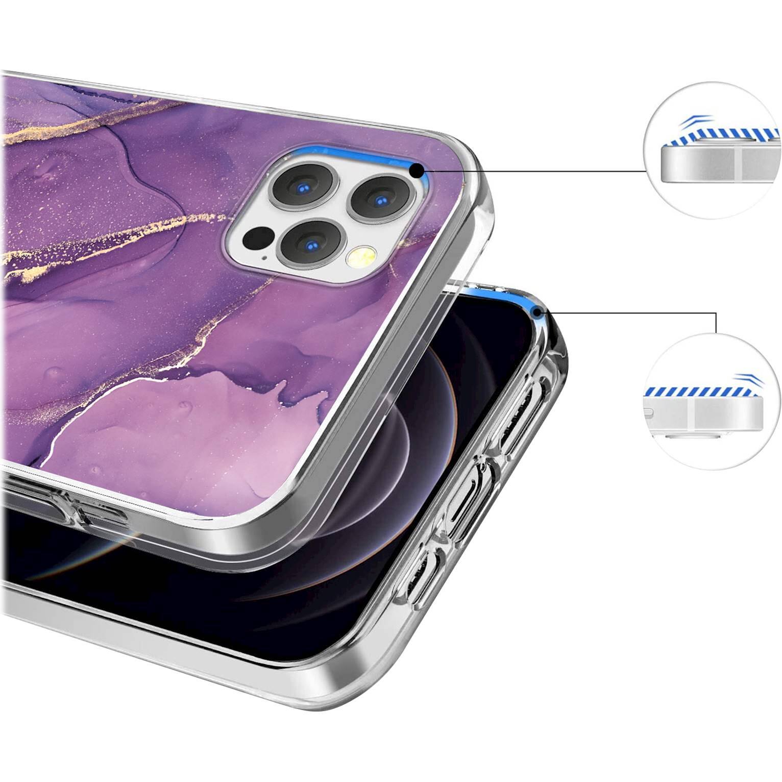 Alt View 14. SaharaCase - Marble Series Case for Apple iPhone 13 Pro Max - Purple/Gold.