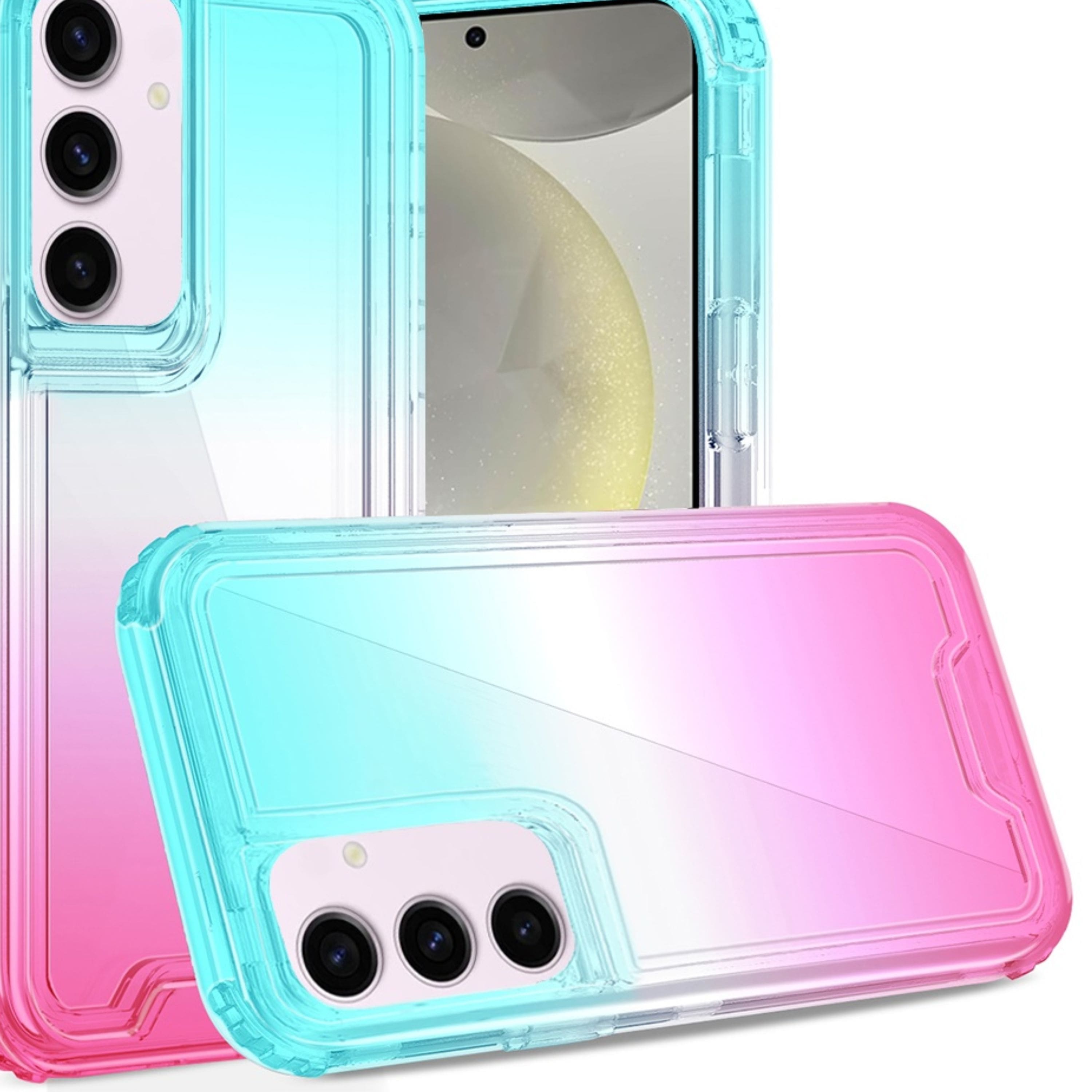 Kitcheniva - Thick Two Tone 3in1 Shockproof Hybrid Plus Tempered Glass For Samsung S25/S24 - Light Blue/Pink price history on PriceWatchPro