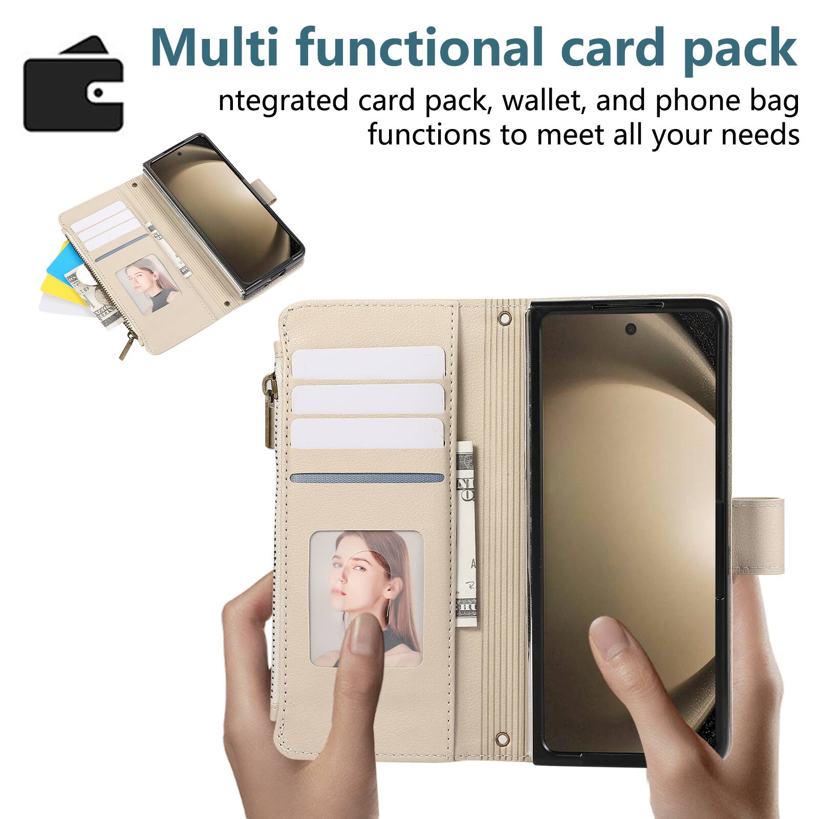 Multi functional card pack  
Integrated card pack, wallet, and phone bag functions to meet all your needs