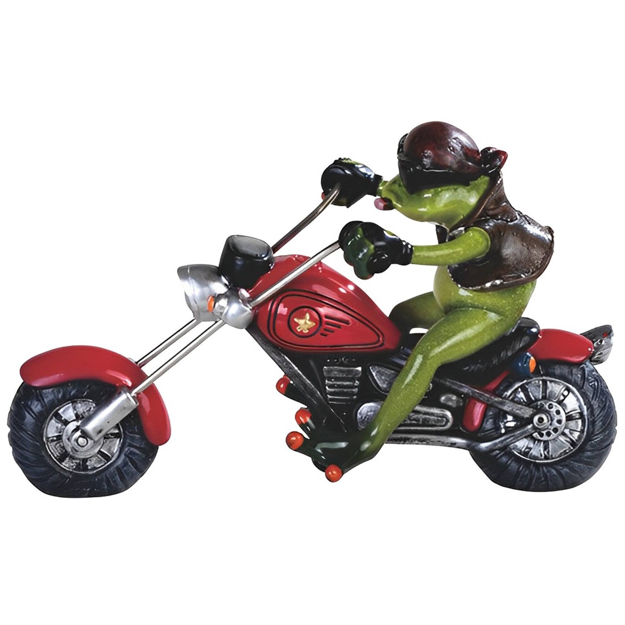 Front. FC Design - FC Design 8.5"W Frog with Bandana on Bike Funny Animal Figurine Statue Office Desk Tabletop Home Decor Gift - Multi-Color.