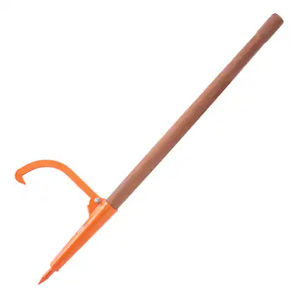Front. VEVOR - Log Peavey, 46.5 in, Wooden Handle Log Lifter, Heavy Duty Log Roller with Max 18 in Opening, Rust-Resistant Log Jack - Orange.