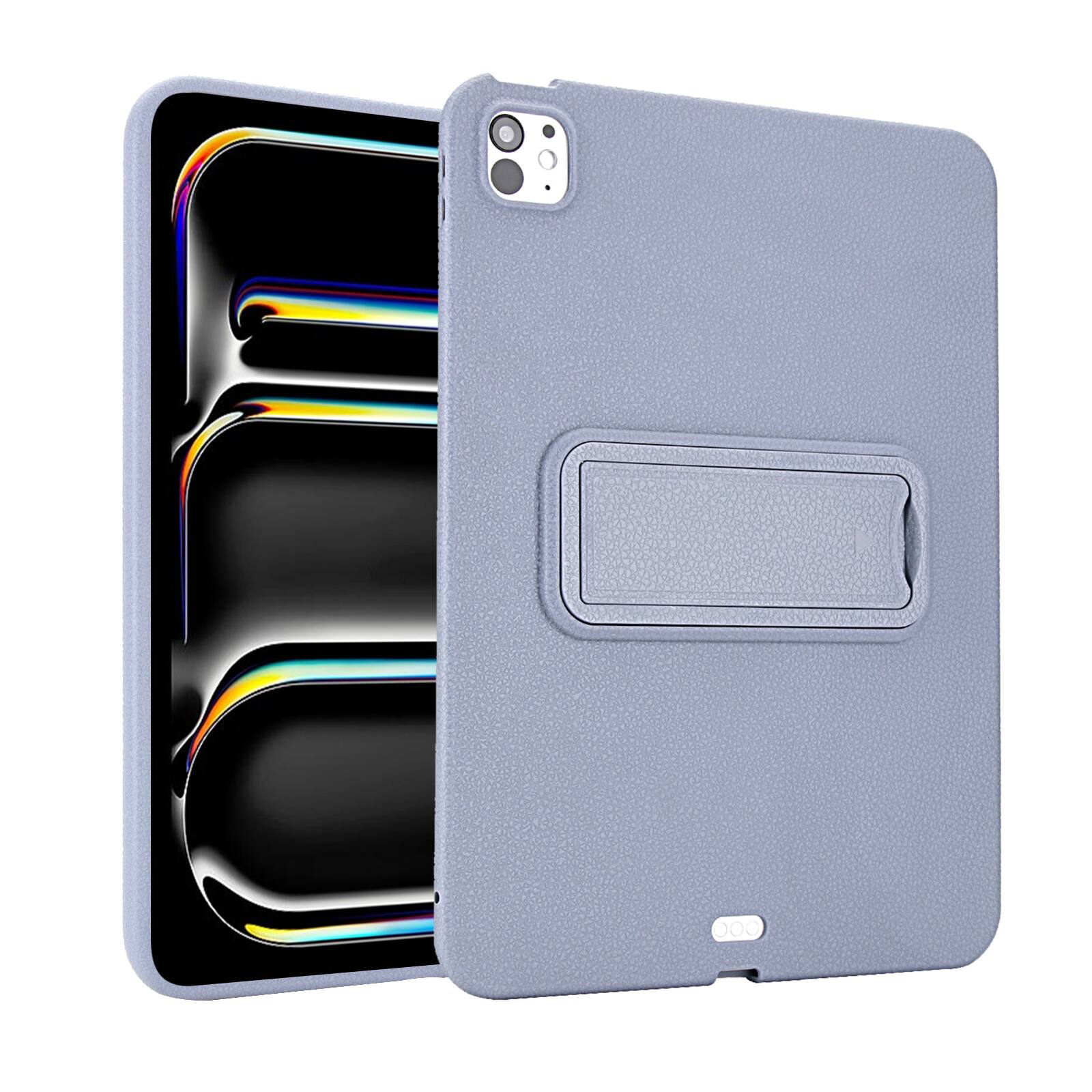 Angle. Dteck - Shockproof Case for Apple iPad Pro (M5) 11" 2025, Slim Leather Texture Protective Cover with Multi Angle Folding Stand - Lavender.