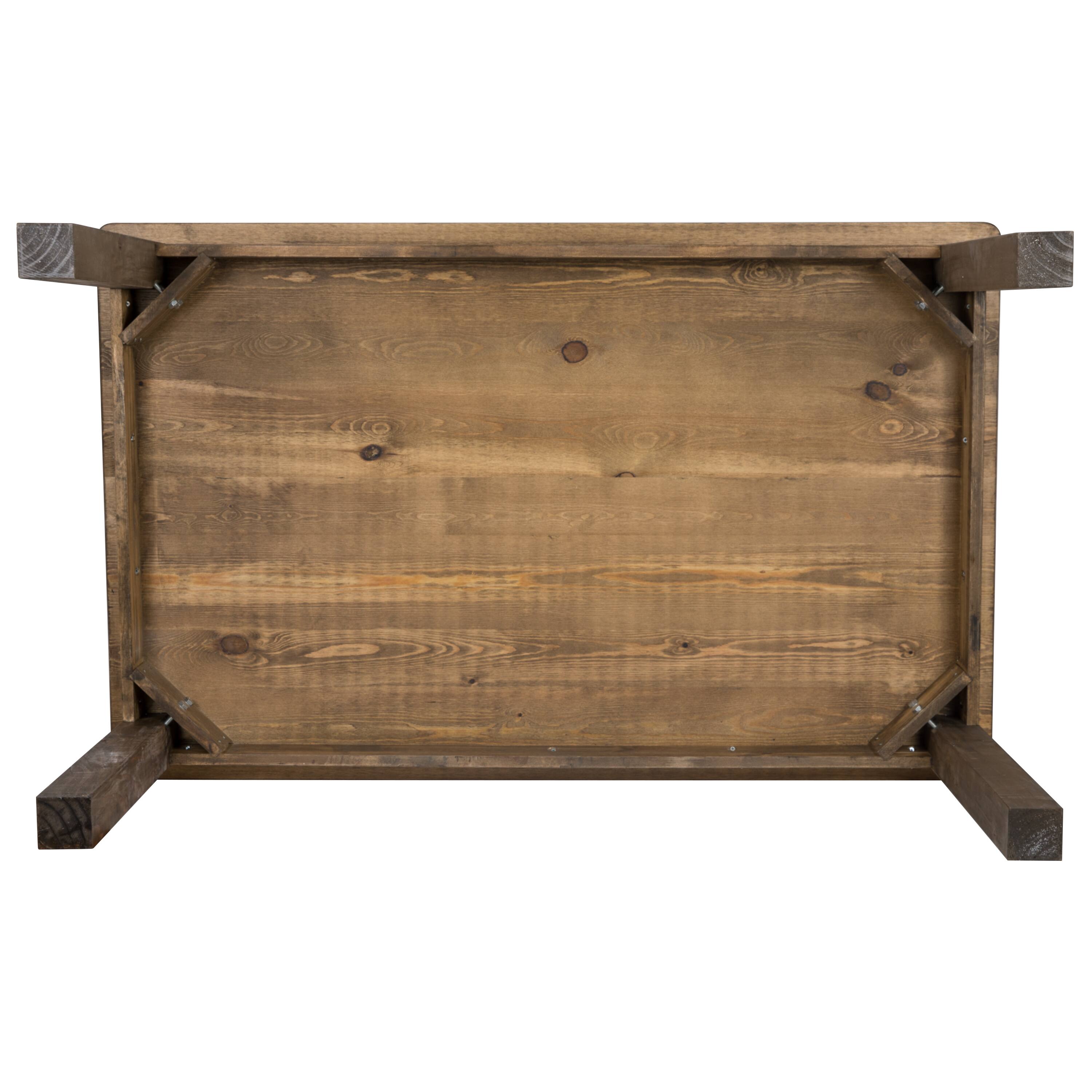 Alt View 17. Alamont Home - Hercules 60" x 38" Rectangular Antique Rustic Solid Pine Farm Dining Table - Antique Rustic.