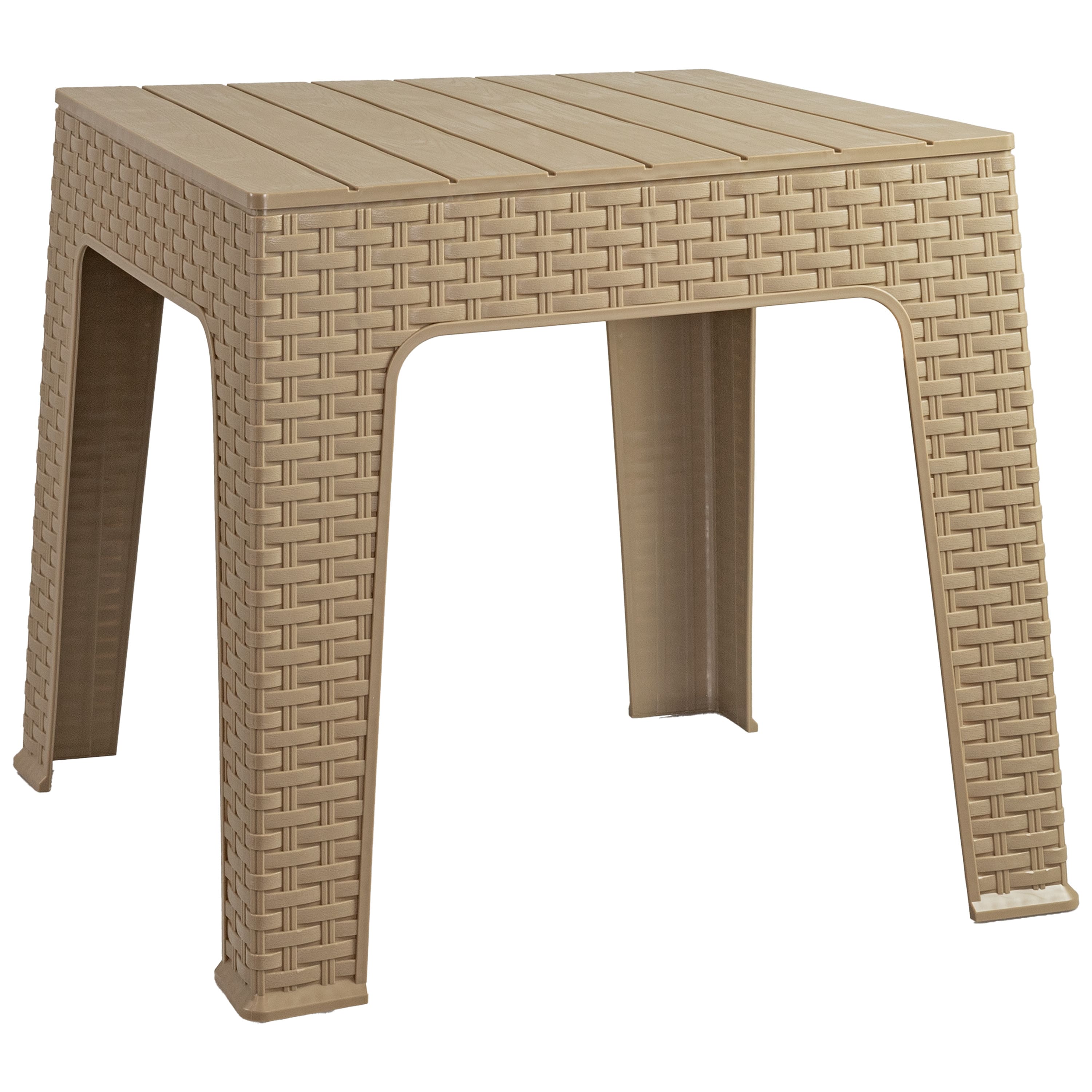 Sunnydaze - 17.75" Plastic Square Patio Side Table - Beige