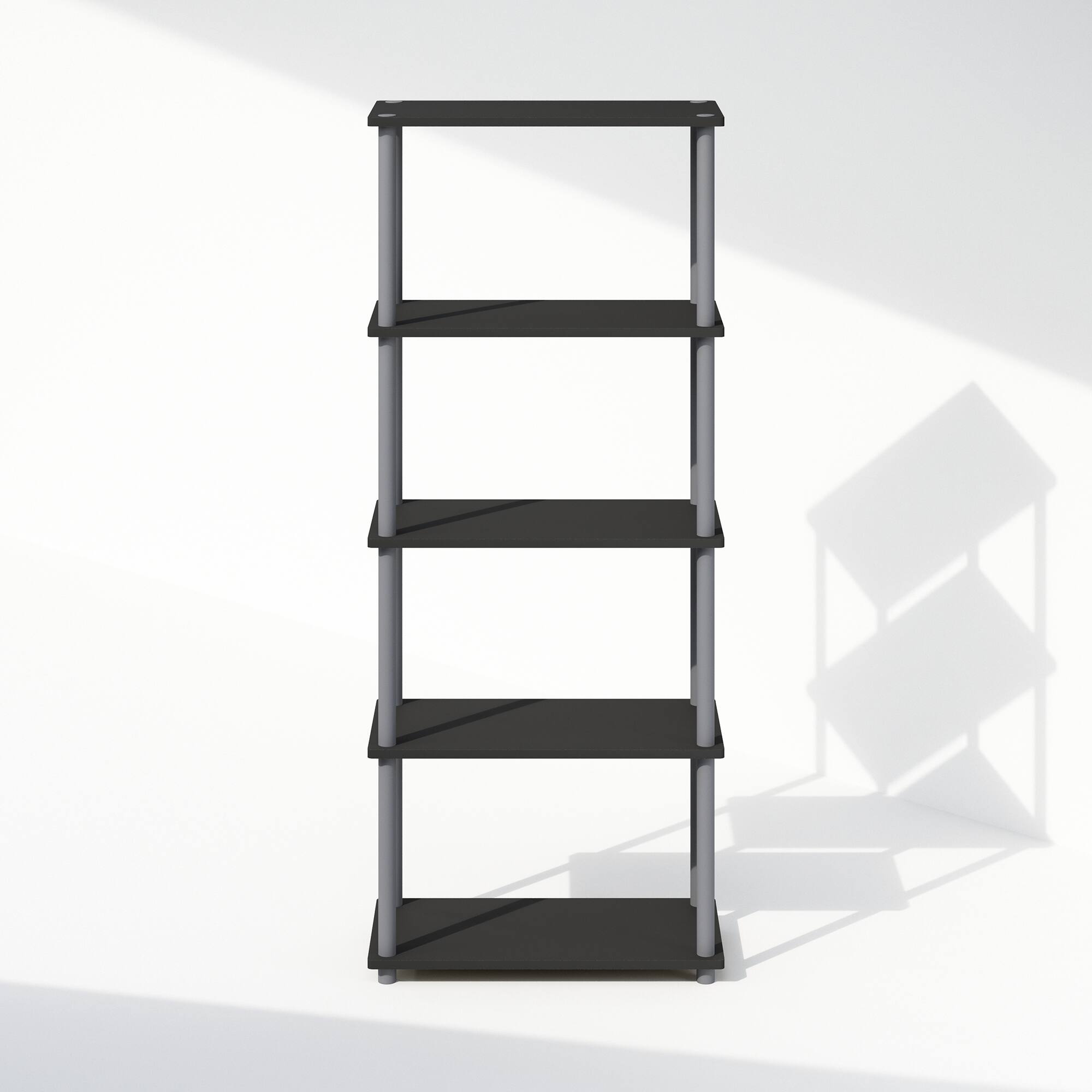 Alt View 1. Furinno - Turn-N-Tube 5-Tier Multipurpose Compact Display Rack, Shelving Unit, Bookcase - Black/Grey.