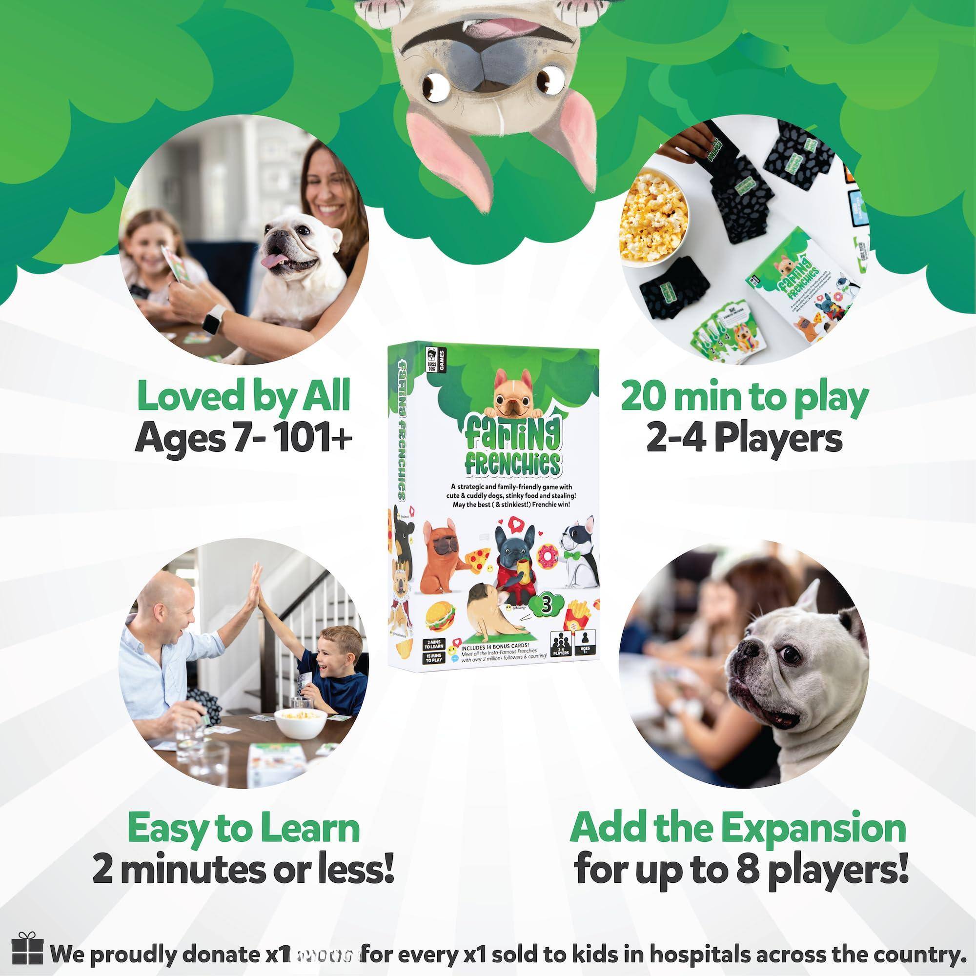 Loved by All Ages 7-101+

20 min to play 2-4 Players

Easy to Learn 2 minutes or less!

Add the Expansion for up to 8 players!

We proudly donate $1,200 for every x1 sold to kids in hospitals across the country.