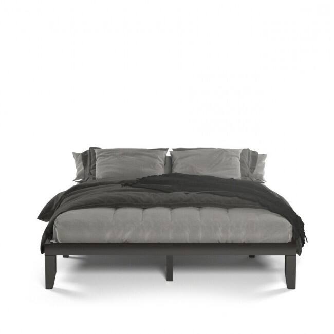 Angle. Hivvago - Hivvago 14 Inch Modern Rubberwood Platform Bed in King Size - Black/Beige.