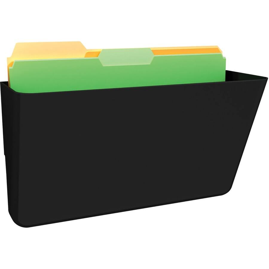 Left. Deflecto - Deflecto EZ Link Sustainable DocuPocket - 1 Pockets - 7" Height x 13" Width x 4" Depth - 50 Recycled - Black - Plastic -.