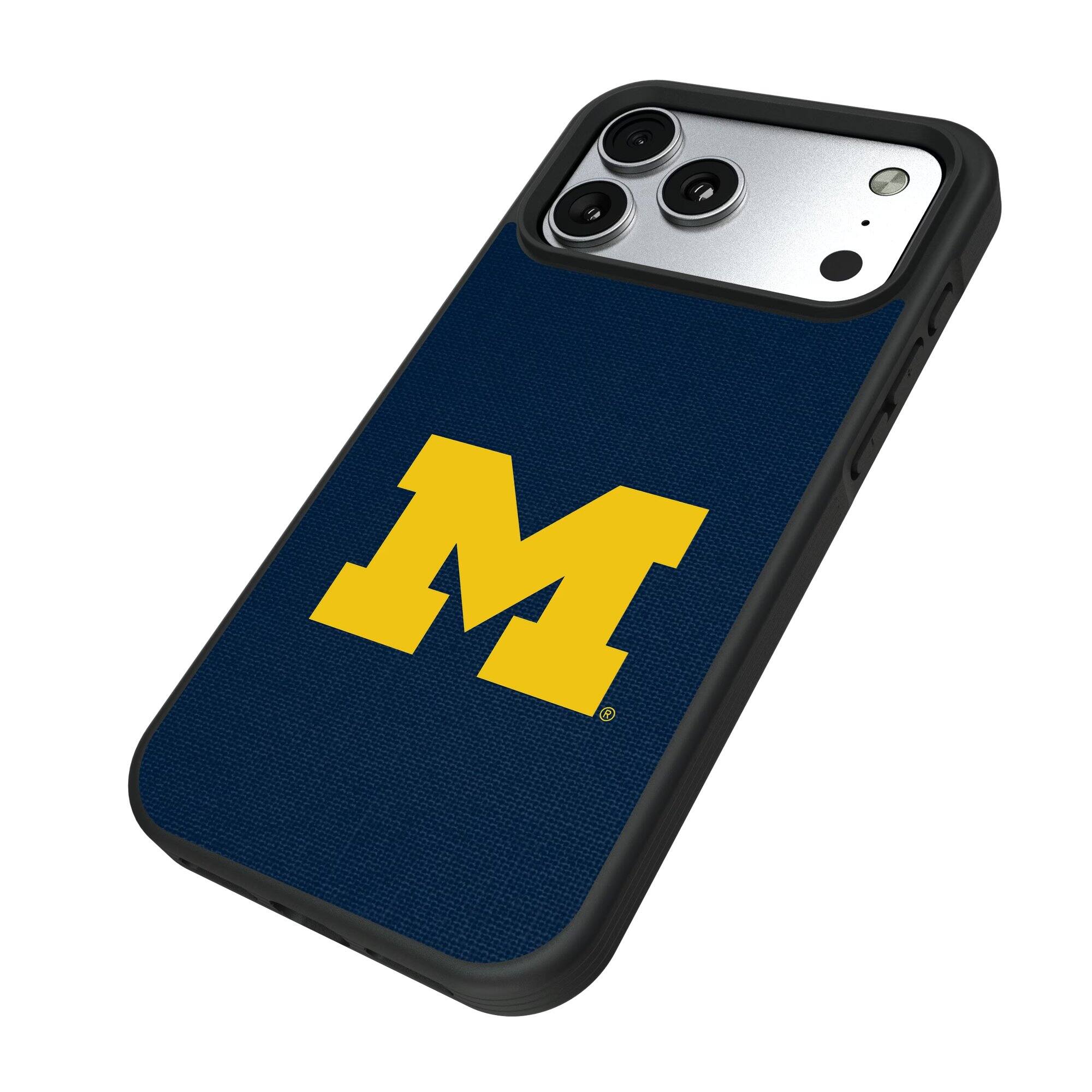 Alt View 1. Keyscaper - Michigan Wolverines Bump Case with 8.2ft Drop Protection - 16 Plus - Multicolor.