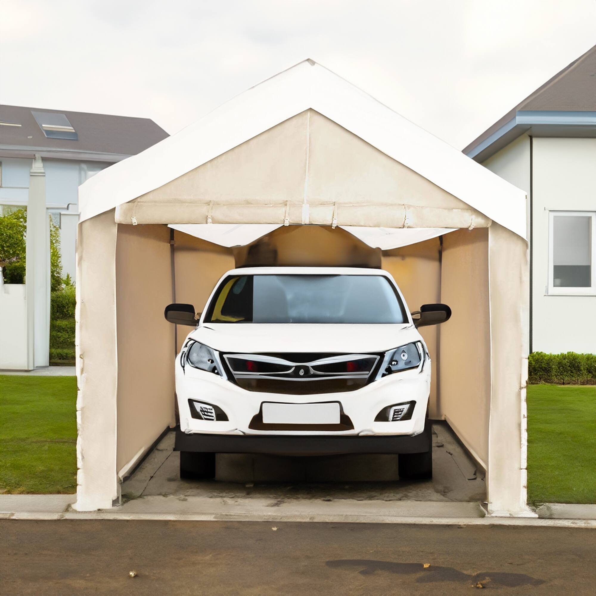 Alt View 3. Caravan Canopy - Caravan Canopy Mega Domain Carport 4 Sidewalls, Tan (Sidewalls Only) - Tan.