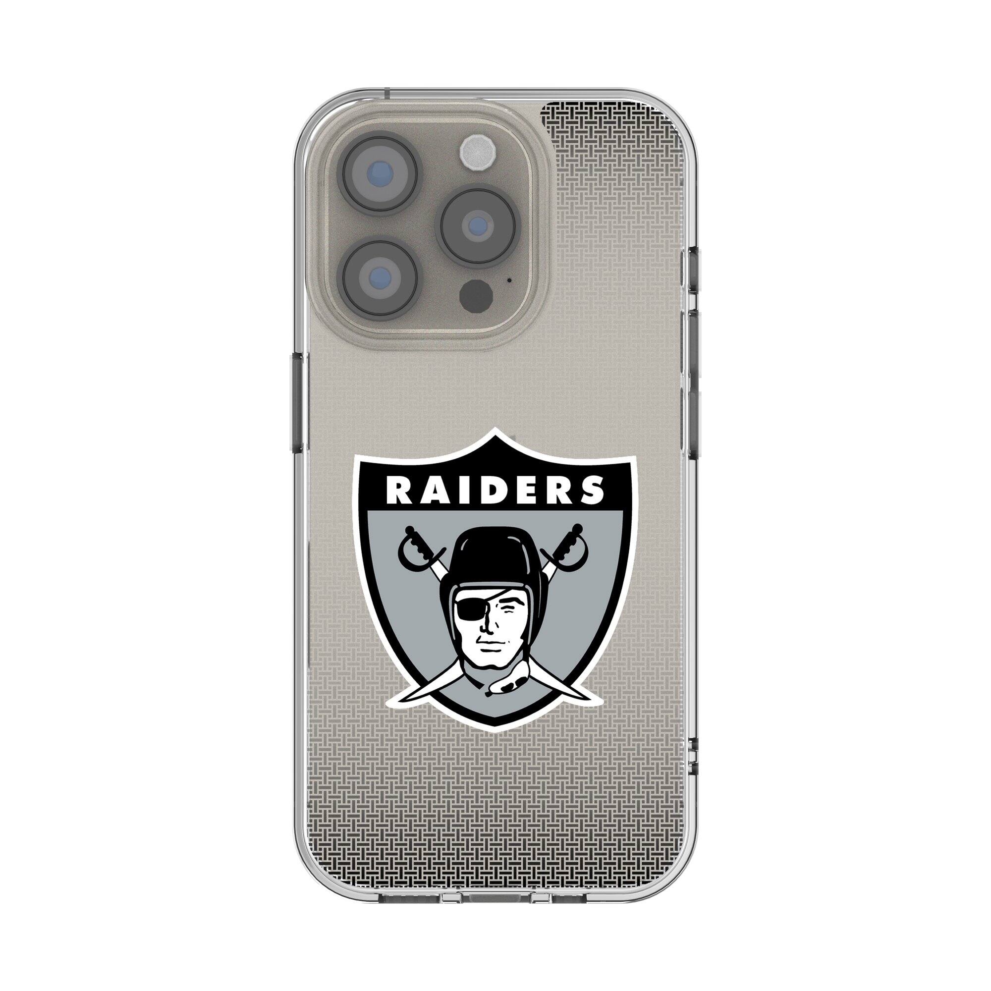 Front. Keyscaper - Oakland Raiders Linen Logo iPhone Clear Case - 16 - Multicolor.