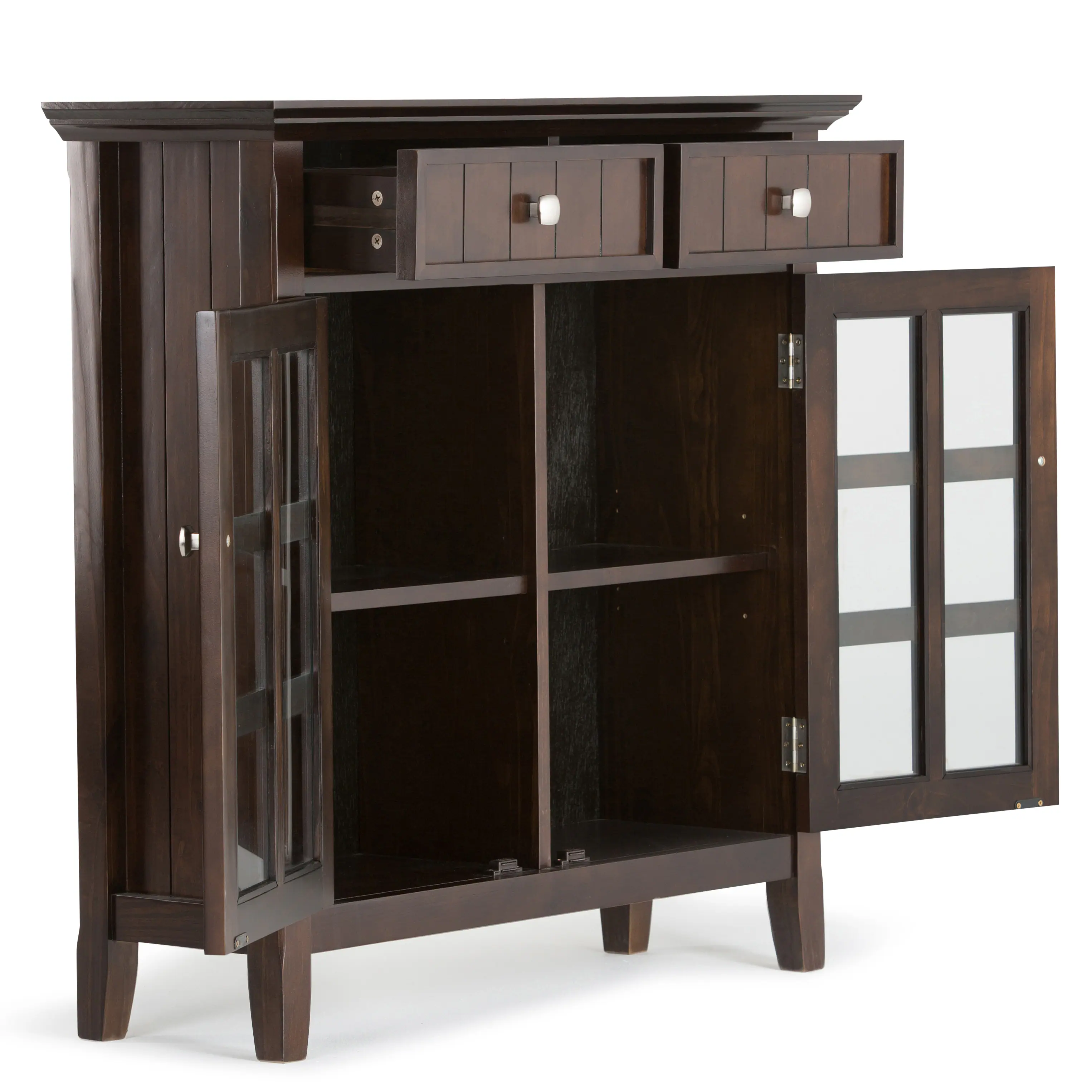 Alt View 12. Simpli Home - Acadian Solid Wood 36 inch Wide Transitional Entryway Hallway Storage Cabinet - Brunette Brown.