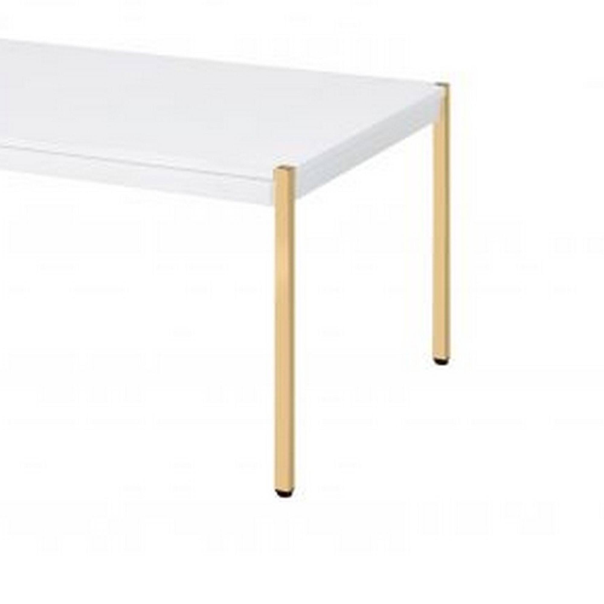 Alt View 3. Manhattan Lane - Coffee Table with Metal Tube Legs - White, Gold.