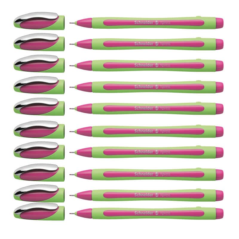 Schneider - Xpress Fineliner Pen, Fiber Tip, 0.8 mm, Pink, Pack of 10