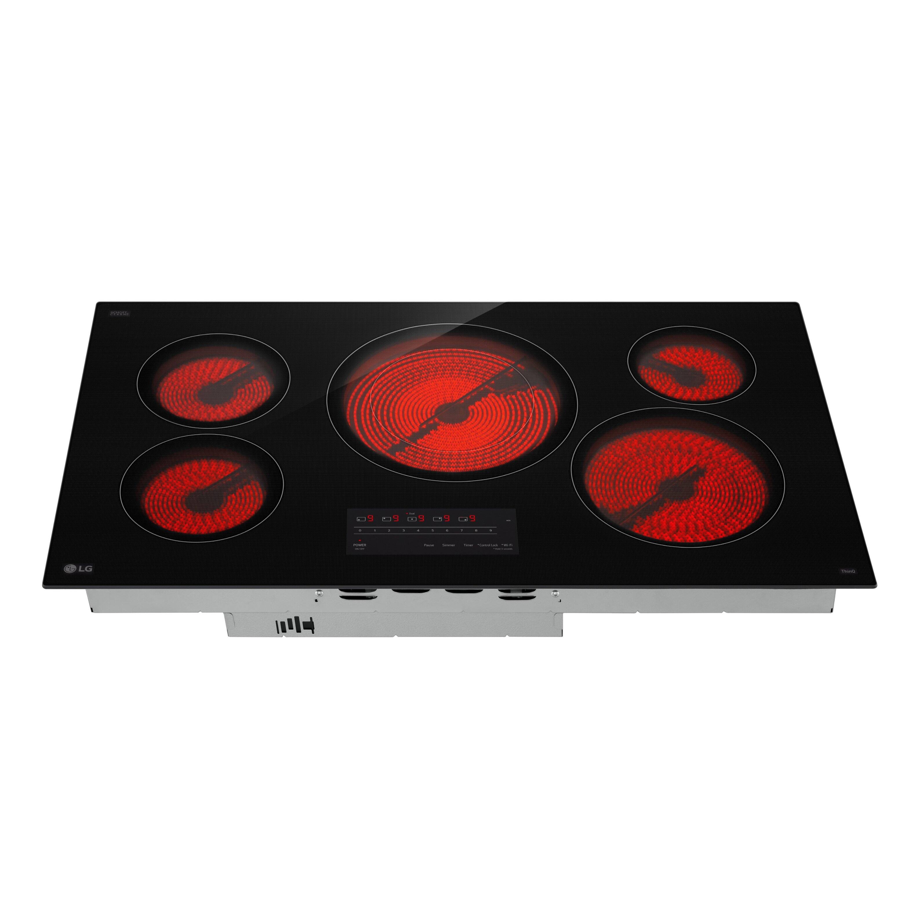 Alt View 7. LG - 36" Built-In Electric Smart Cooktop with 5 Elements with 3.0kW UltraHeat Dual Element and SmoothTouch Glass Controls - Black.