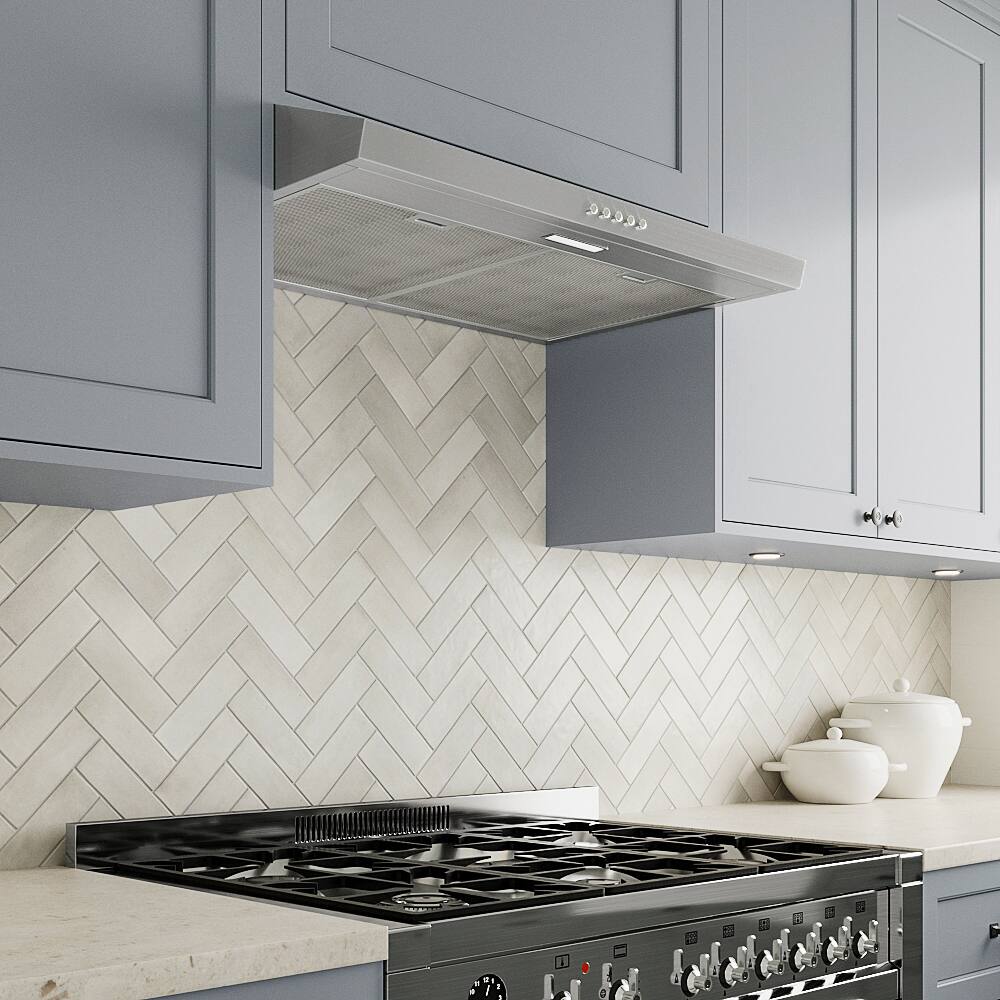 Back. Streamline - 30 in. Scafati Convertible Undermount 80 CFM Range Hood, Mesh Filters, Push Button Control, LED Light - Brushed Stainless Steel.