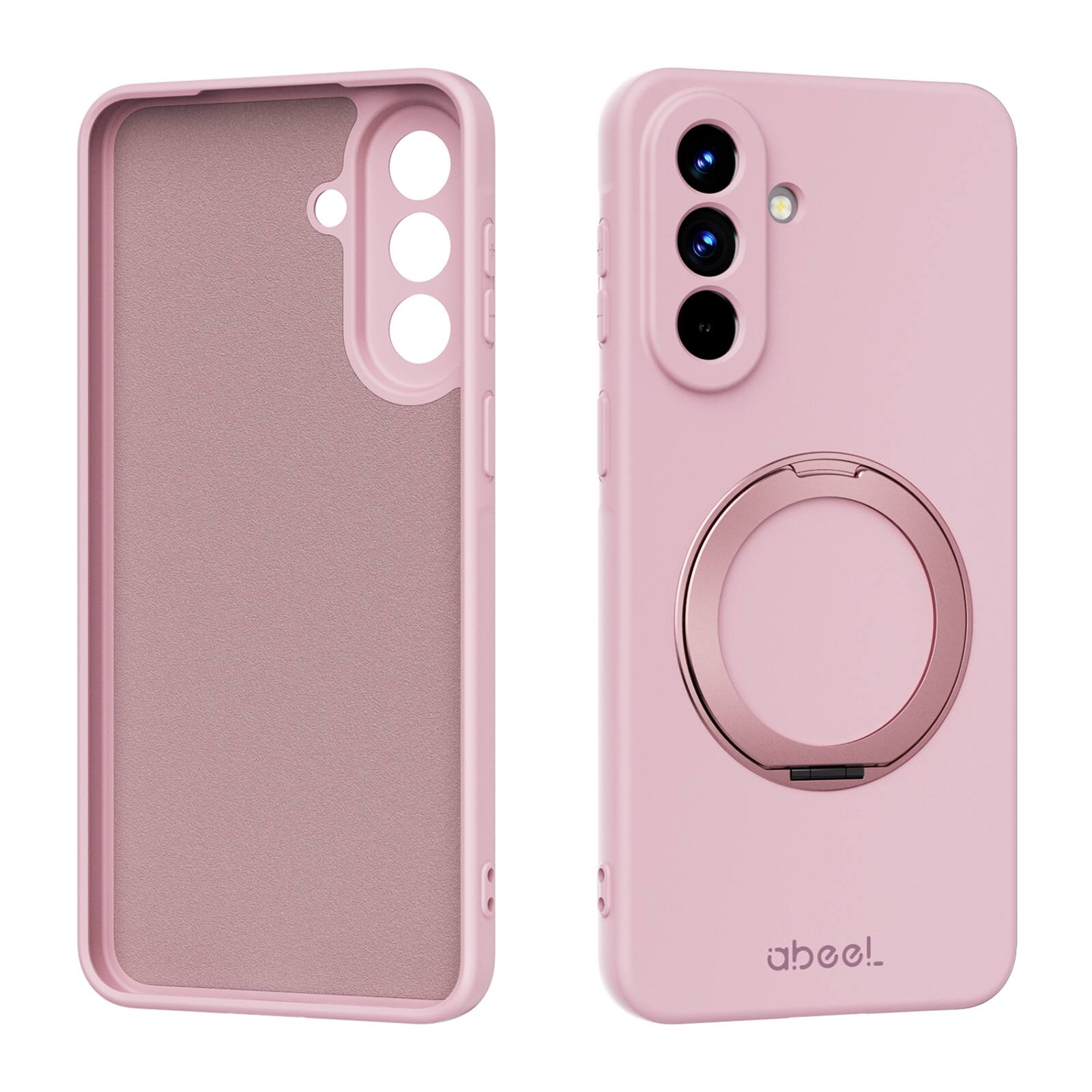 Angle. UUCOVER - For Samsung Galaxy A57 5G Case Shockproof Liquid Silicone Compatible with MagSafe Ring Holder 360° Rotating Stand Cover - Pink.