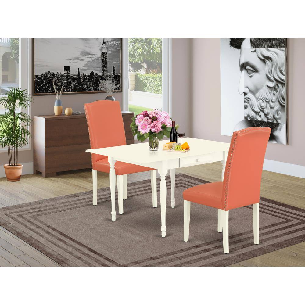 Left. East West Furniture - Dining Room Set Linen White - Brown.