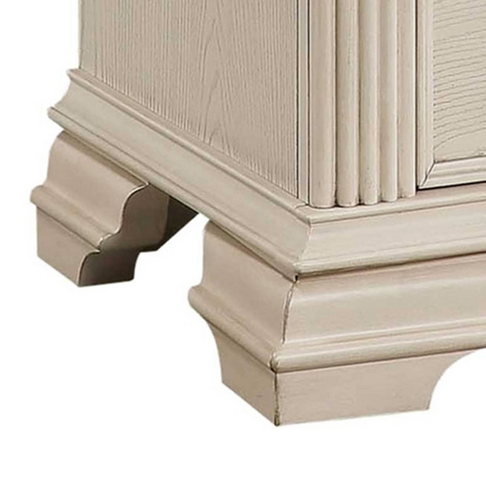 Alt View 2. Manhattan Lane - Akia 28 Inch Traditional 3 Drawer Nightstand, Metal Knobs - White.