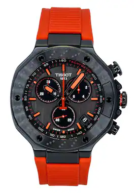 Tissot - T-Race Chronograph Synthetic Strap Dark Grey Dial Quartz T141.417.37.061.01 100M Men's Watch - Gray
