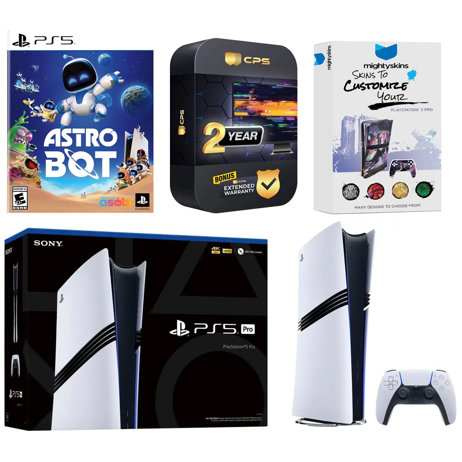 PlayStation 5 Pro Digital Bundle with Astro Bot Game, MightySkins Code and 2 Year Extended Warranty - PlayStation 5