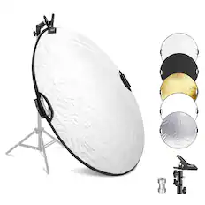 Front. Neewer - 43" 5-in-1 Collapsible Light Reflector - with Hand Grips, Clamp & Thread for Studio & Outdoor.