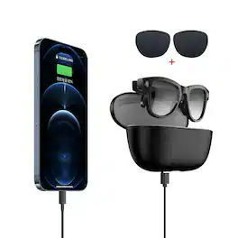 PRIMEPLUS - AI Smart Glasses with 8MP Camera & ChatGPT, AI Translation, Music Player, Wireless Charging Case, Bluetooth Hands‑Free f - Sunglass +Photochromic lenses with black case