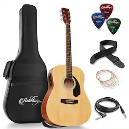 Ashthorpe - Full-Size Dreadnought Acoustic-Electric Guitar Bundle - Tonewoods - Natural