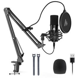 Cedar Assembly - Usb Microphone 192khz 24bit Plug Play Pc Computer Podcast Condenser Cardioid Metal Mic Kit With Professional S - Black AU A04 Black