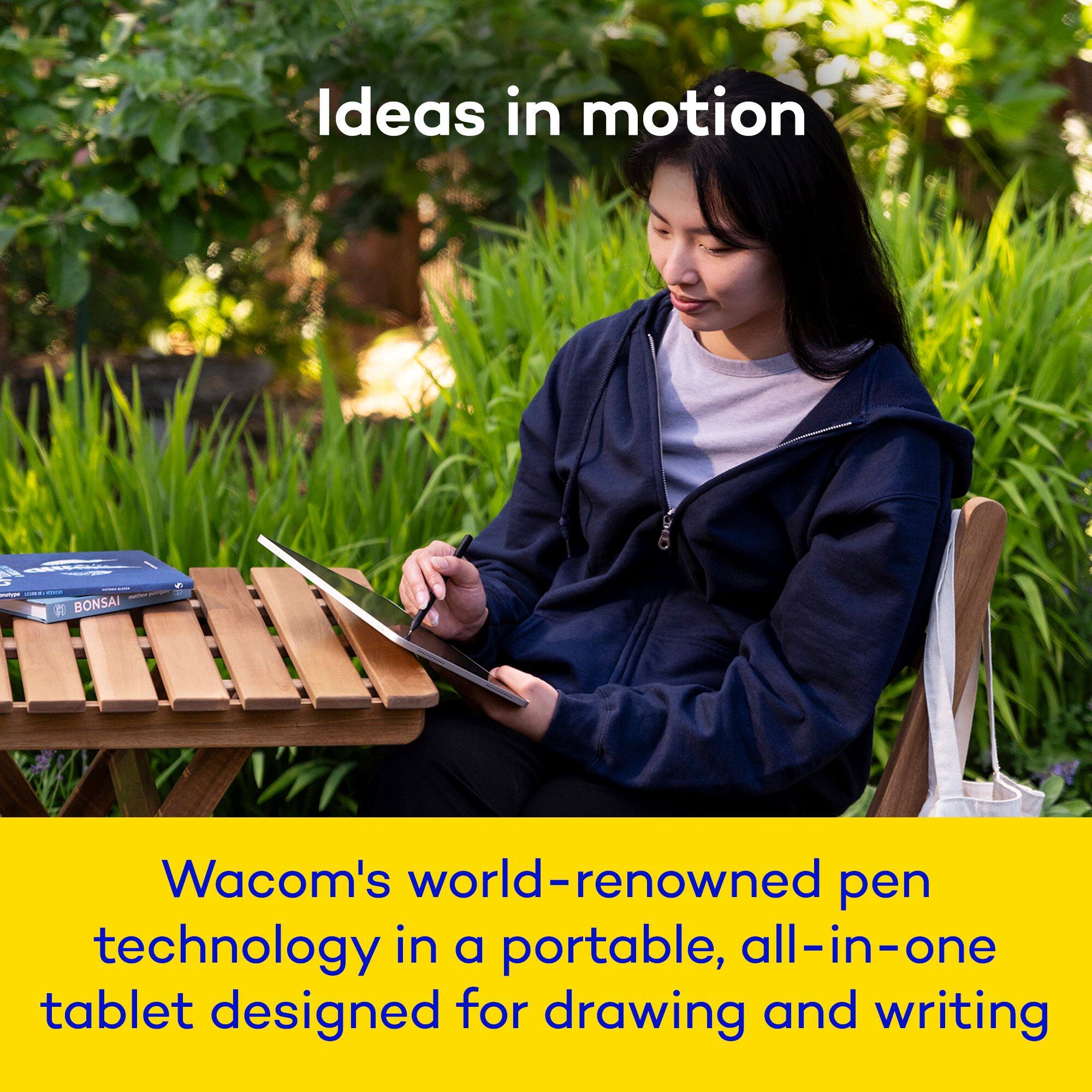 Ideas in motion: Wacom's world-renowned pen technology in a portable, all-in-one tablet designed for drawing and writing.