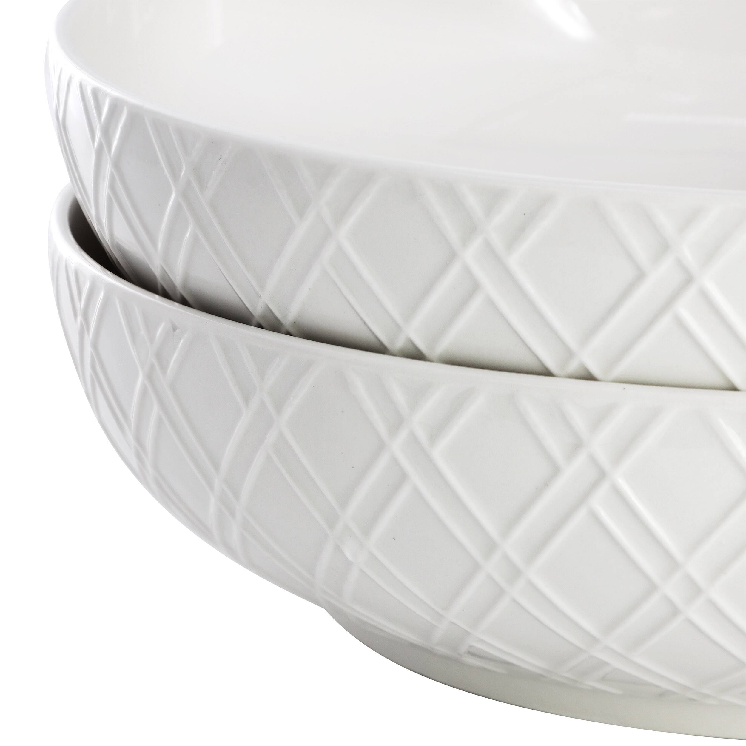 Left. Gibson - Gibson Home Great Essentials 2 Piece Fine Ceramic 8.2in Dinner Bowl Set in White - White.