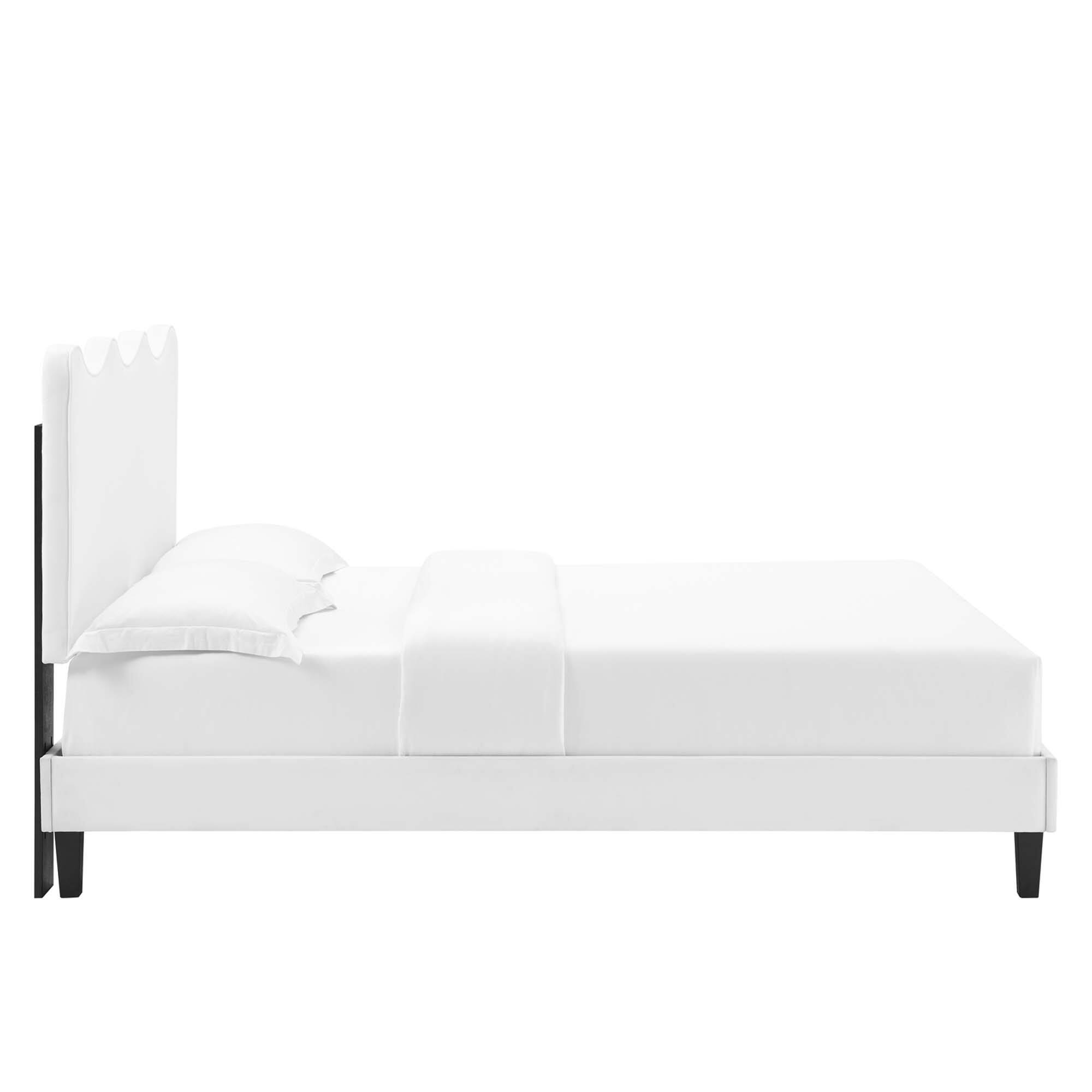 Alt View 6. Modway - Current Performance Velvet Full Platform Bed - White.