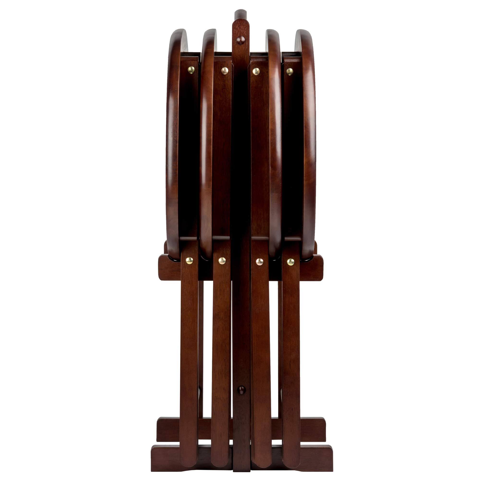 Alt View 2. JETRANSPORT - Nathan Snack Table Set With Stand For Living Room 26" Cappuccino Of 4 Tables Constructed of Solid - Cappuccino Snack Table.