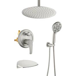 Boyel Living - 12-Inch Rain Shower System Brass SUS304 3-Function Valve 7-Function Handheld cUPC - Brushed Nickel