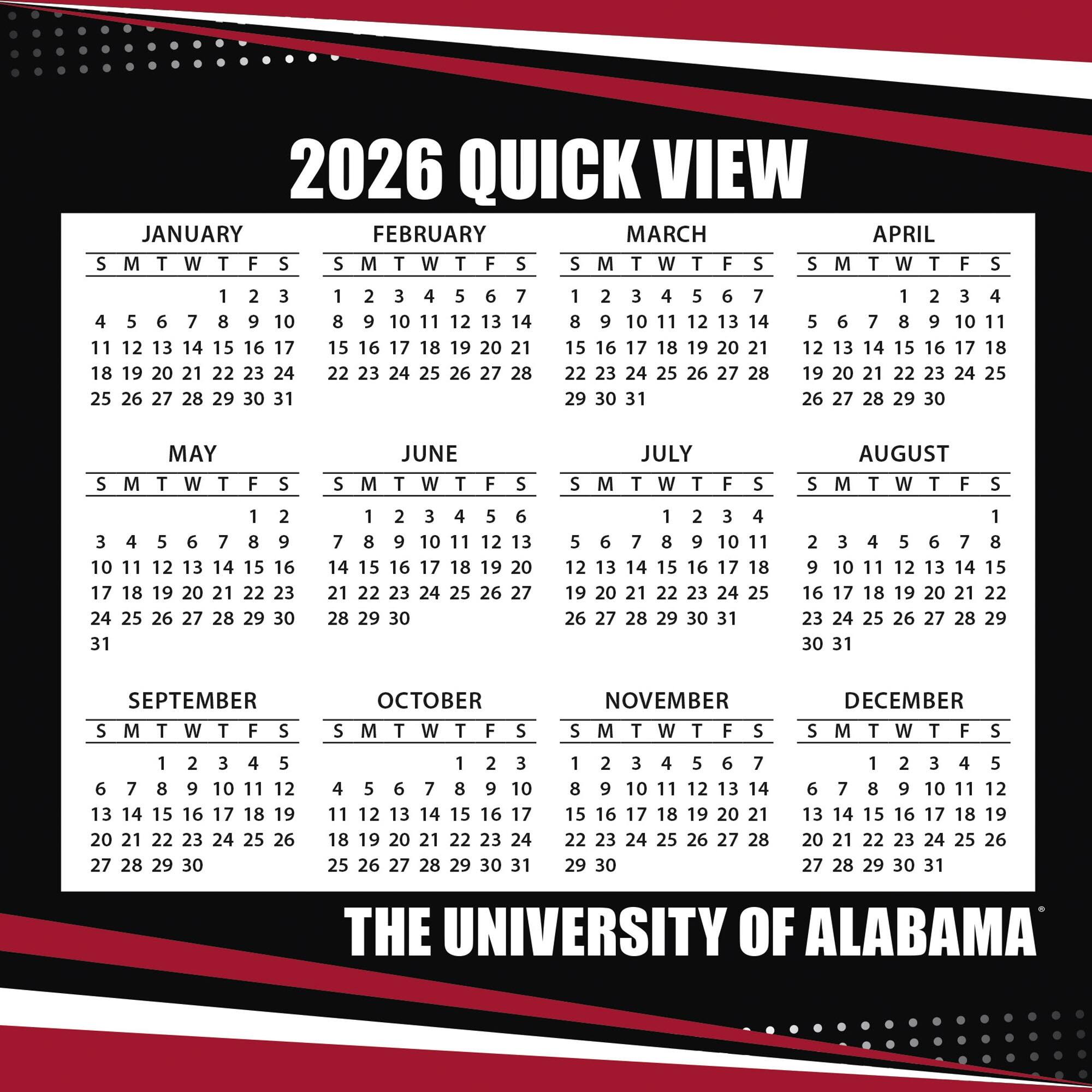 2026 QUICK VIEW

JANUARY  
S M T W T F S  
1 2 3 4 5 6 7  
8 9 10 11 12 13 14  
15 16 17 18 19 20 21  
22 23 24 25 26 27 28  
29 30 31  

FEBRUARY  
S M T W T F S  
1 2 3 4 5 6 7  
8 9 10 11 12 13 14  
15 16 17 18 19 20 21  
22 23 24 25 26 27 28  

MARCH  
S M T W T F S  
1 2 3 4 5 6 7  
8 9 10 11 12 13 14  
15 16 17 18 19 20 21