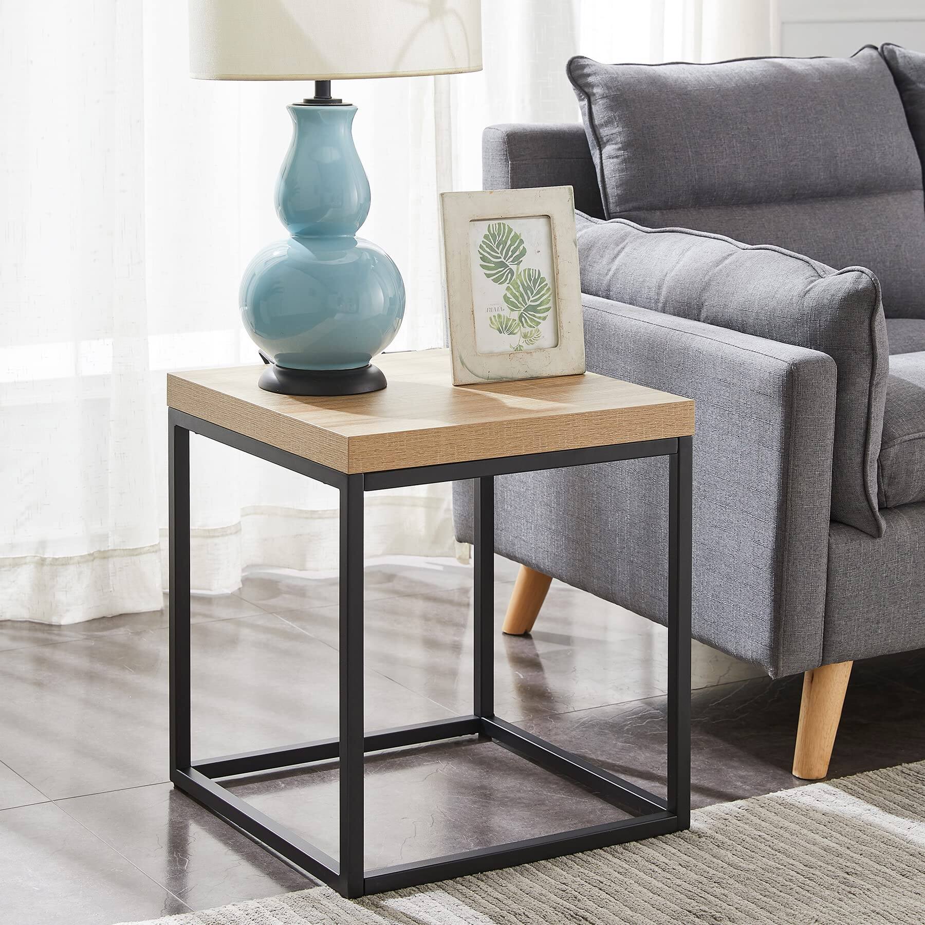 Alt View 3. Empire DigiLabs - 18-inch Accent End Table side Table For Living Room Modern Industrial Square Metal And Wood Wood - Grey Marble.