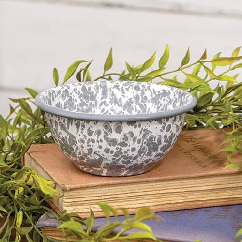 Angle. BreeBe - *Gray Splatter Enamelware Cereal Bowl - Gray.