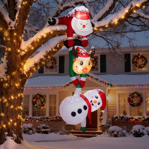 Alt View 7. Winado - 7.5FT Christmas Inflatable Hanging Santa Reindeer Snowman with Built-in LED Lights for Holiday Party Garden Decoration - Multicolor.