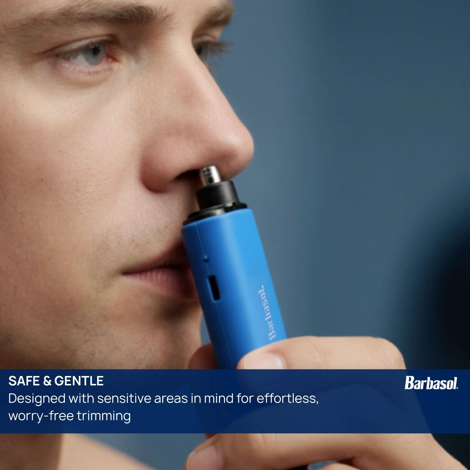 Barbasol. SAFE & GENTLE Designed with sensitive areas in mind for effortless, worry-free trimming