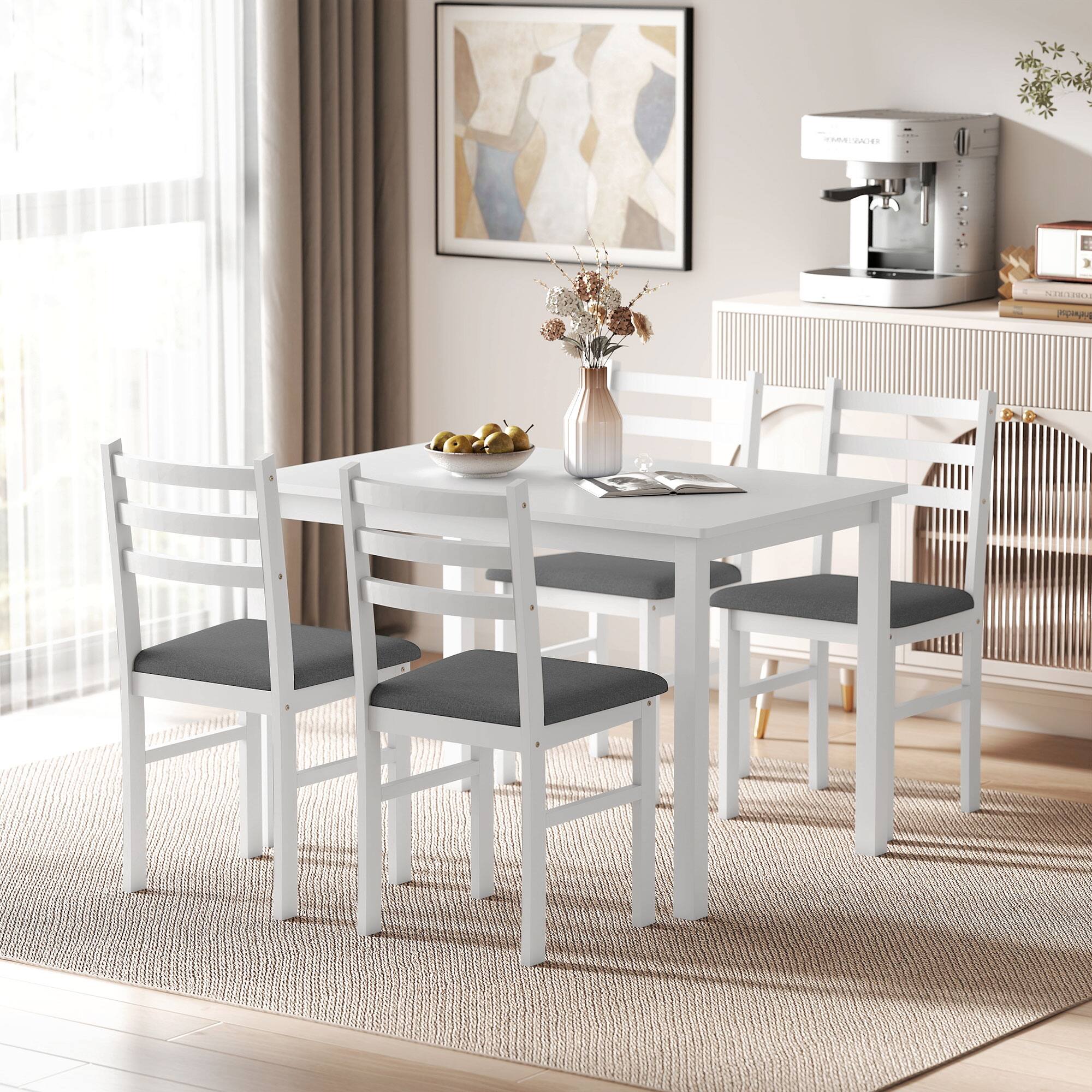 Alt View 8. Homcom - Small Kitchen Table Set for 4 - White.